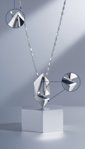 Diamond-Cut White Gold Pendant With Frosted Steel Chain