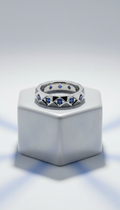 Platinum Band Ring With Sapphire Accents